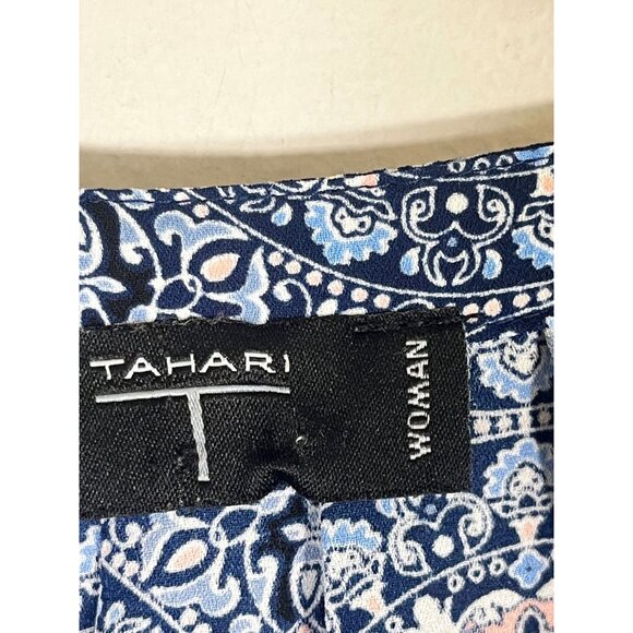 Retro Floral Tunic Top Blue 1X Boho Preppy Classic Chic Western Work Wear Artsy - Picture 5 of 10